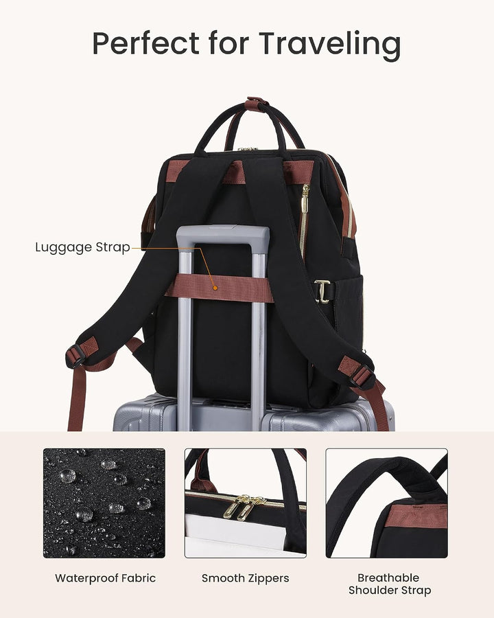 LOVEVOOK Rucksack Damen, 15,6 Zoll Laptop Schulrucksack für Grosse Trinkflasche, Travel Backpack Wom