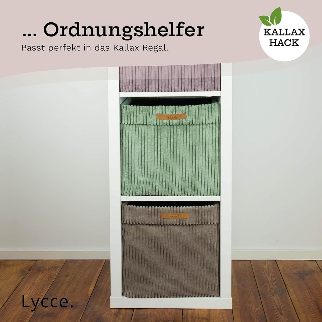 Lycce Kallax Box Cord, Faltbox + abnehmbarer Bezug | taupe Taupe 1 Stück, Taupe 1 Stück
