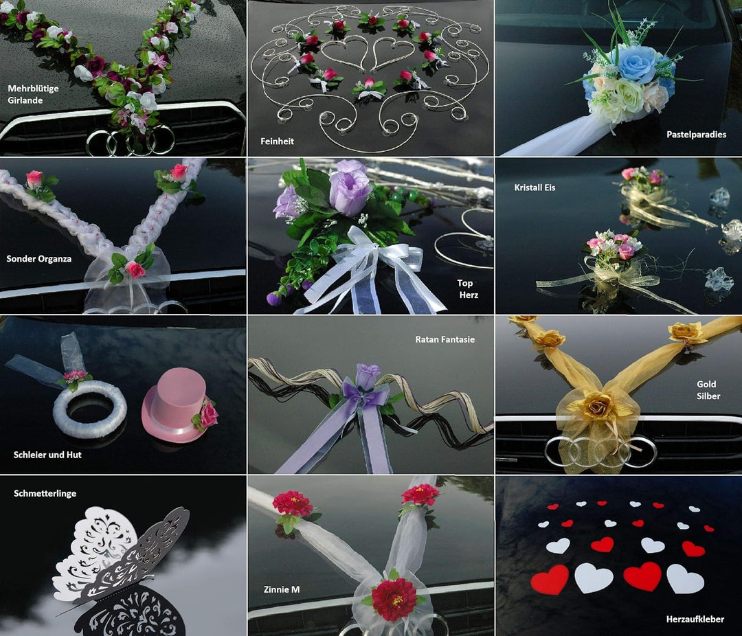 Rosen Girlande Braut Paar Rose Deko Dekoration Autoschmuck Hochzeit Car Auto Wedding ®Auto-schmuck D