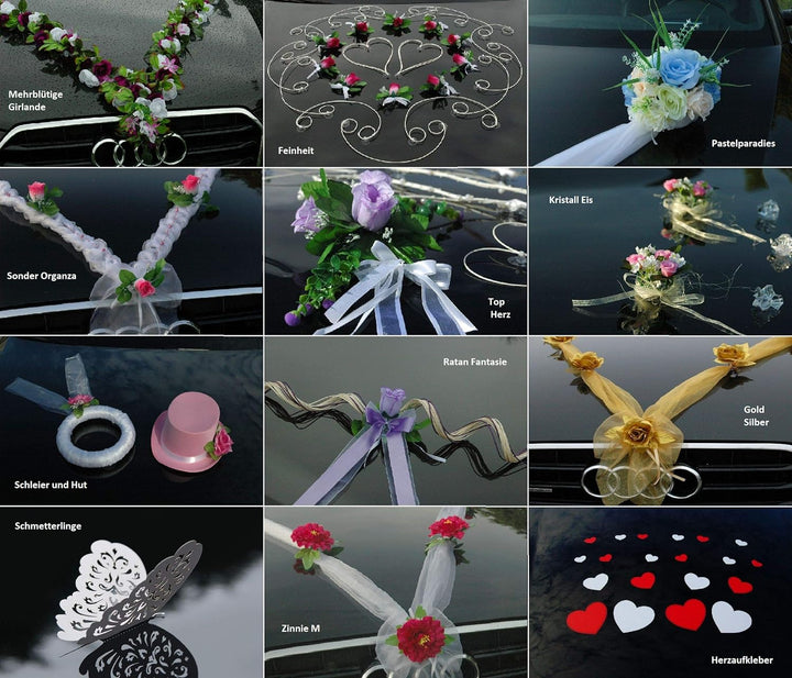 Rosen Girlande Braut Paar Rose Deko Dekoration Autoschmuck Hochzeit Car Auto Wedding ®Auto-schmuck D