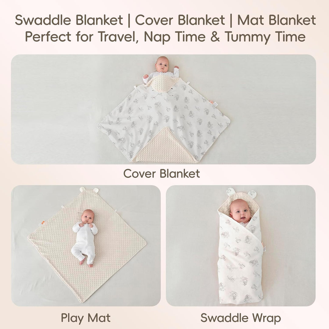 LAT Baby Einschlagdecke Babyschale, Decke Kinderwagen 90x90cm, Baumwolle Universal Babydecke Doppels