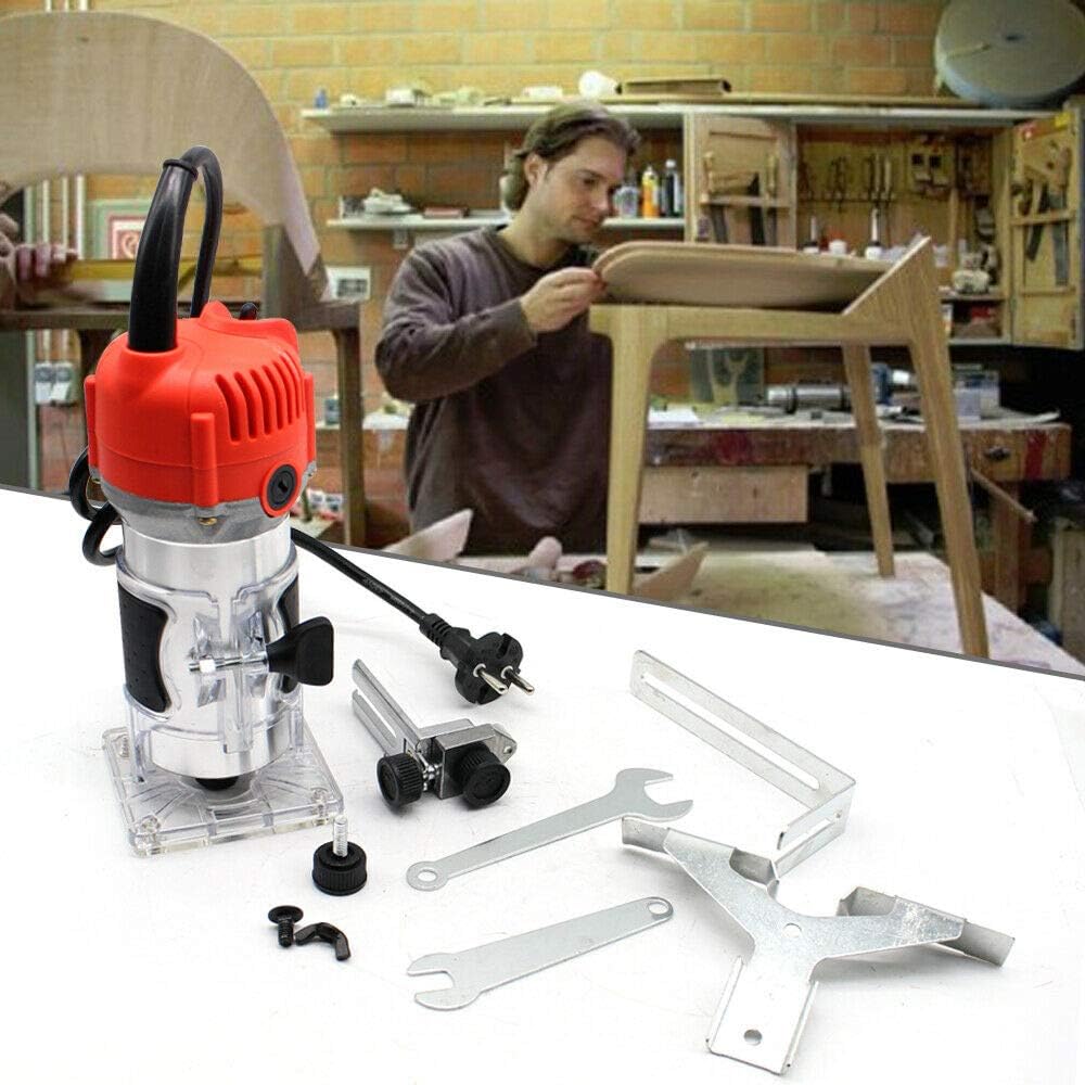 Oberfräse, 800W 220V Kantenfräse Einhandfräse Professional Holzfräse Handfräse mit Transparenter Bas