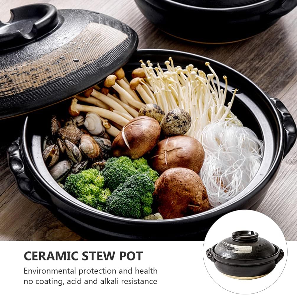 BESTonZON Premium Ceramic Bowl mit Deckel Korean Cooking Korean Stone Bowl (Dolsot) Stockpot Clay Co