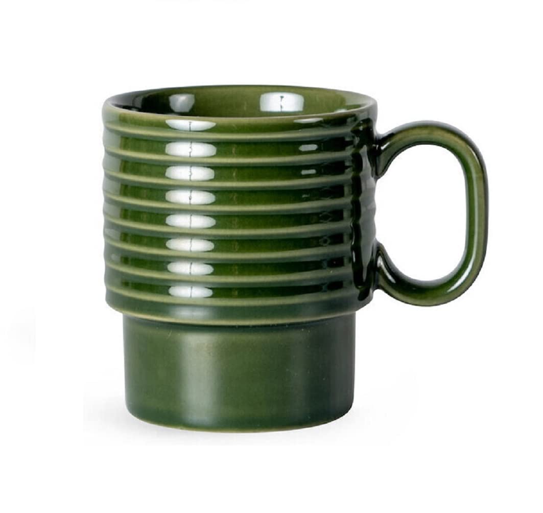 Sagaform Coffee & More Kaffeebecher 2-teilig aus Steinzeug in der Farbe Grün 25cl, Masse: 12cm x 8cm
