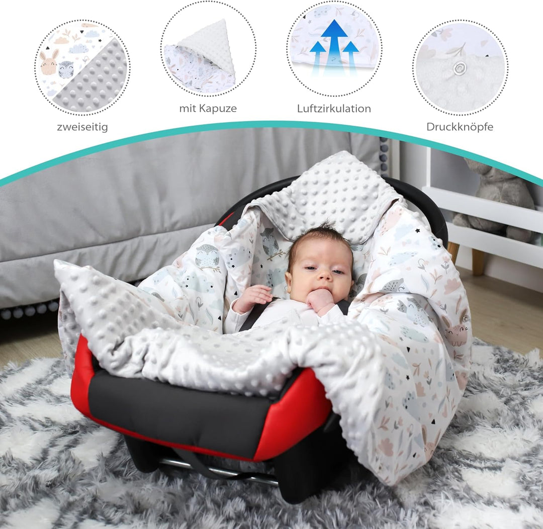 Einschlagdecke Babyschale Decke Kinderwagen 90x90cm - universal Baby Babydecke für Buggy Autositz So