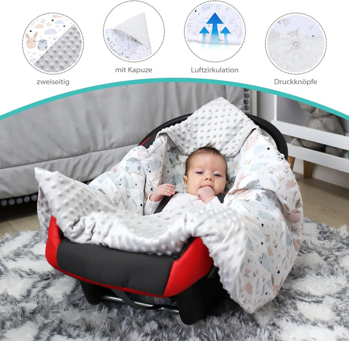 Einschlagdecke Babyschale Decke Kinderwagen 90x90cm - universal Baby Babydecke für Buggy Autositz So