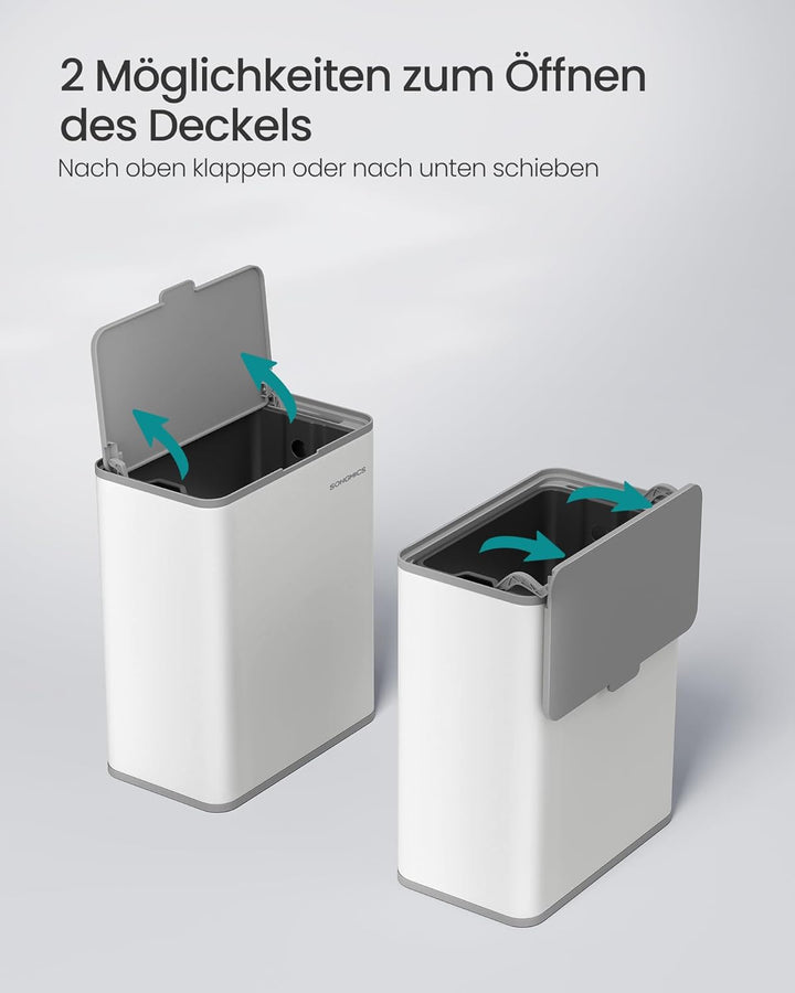 SONGMICS Mülleimer hängend, 8 L Komposteimer Küche, Stahl-Abfalleimer mit Deckel für Biomüll, mit Ha
