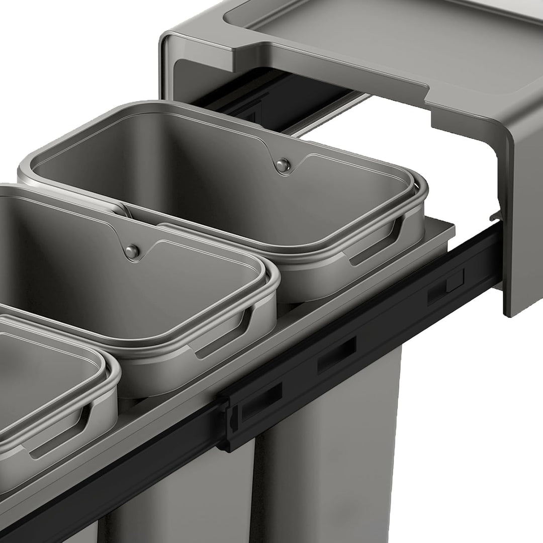 SVITA EM3x10 Einbaumülleimer 30L (3x10L) 3 Fächer mit Deckel Mülltrennsystem 3fach Küche Unterschran