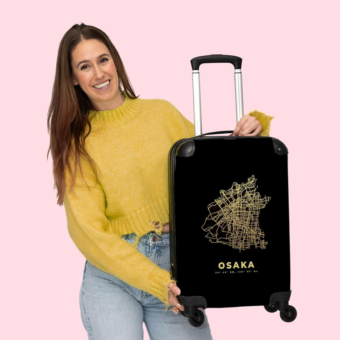 NoBoringSuitcases.com® Koffer Handgepäck Trolley Rollkoffer Kleine Reisekoffer mit 4 Rollen - Osaka