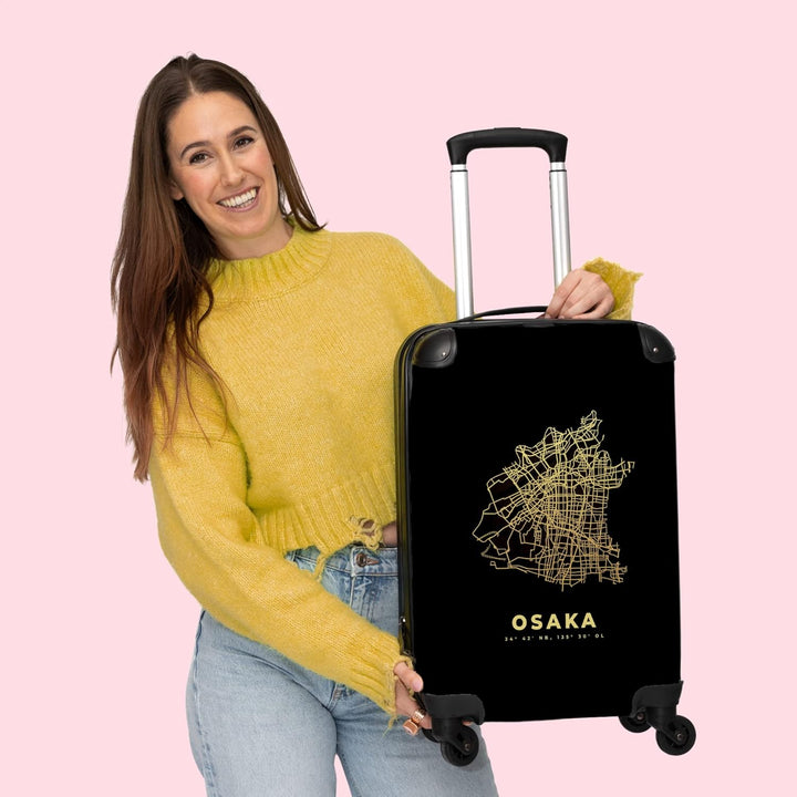 NoBoringSuitcases.com® Koffer Handgepäck Trolley Rollkoffer Kleine Reisekoffer mit 4 Rollen - Osaka