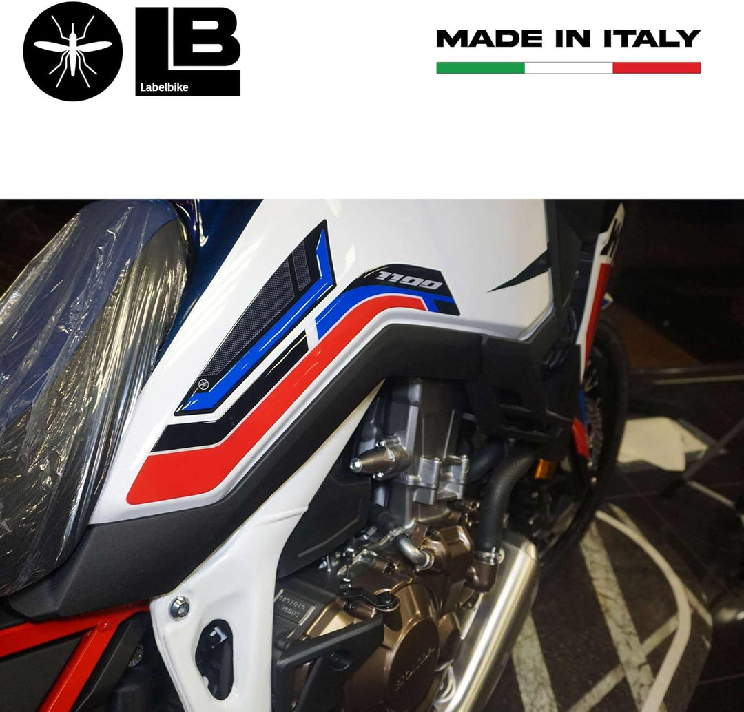 labelbike - 3D-Aufkleber Tankseitenschutz kompatibel mit Motorrad Honda Africa Twin 1100 2022 Schwar