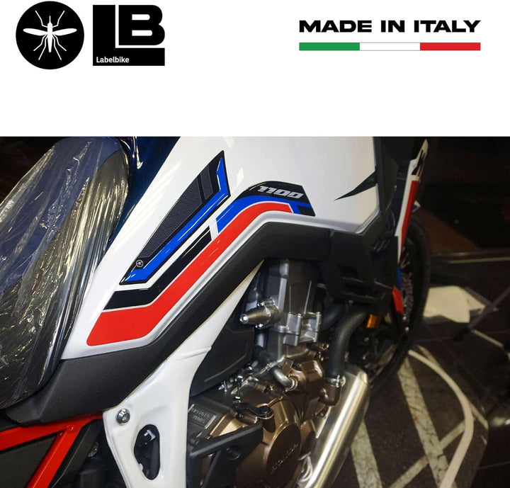 labelbike - 3D-Aufkleber Tankseitenschutz kompatibel mit Motorrad Honda Africa Twin 1100 2022 Schwar