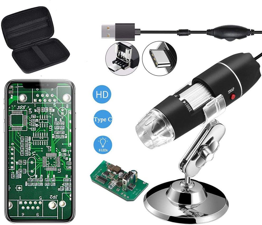 Jiusion Original 40-1000X USB Mikroskop mit tragbaren Tragetasche, Digitale Vergrösserung Endoskop M