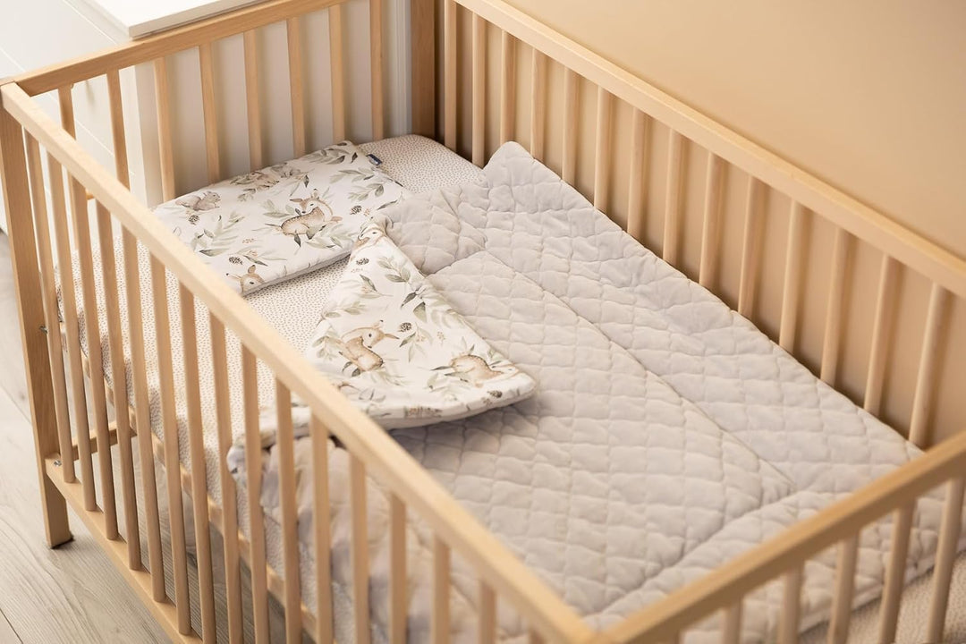 Bettwäsche Set für Baby - Babydecke 95x75 und Kissen 35x25cm - aus Baumwolle und Plüsch - für Kinder