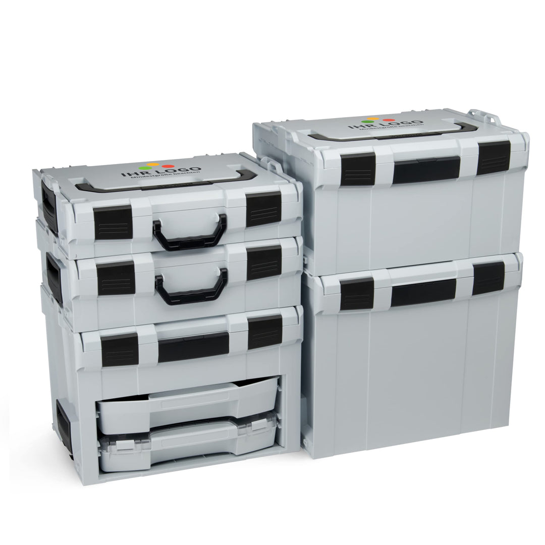L-BOXX Sortimo L-Boxx Grau Werkzeugkoffer Set anpassbar mit Ihrem Logo | LBOXX 102 LBOXX 136 LBOXX 2