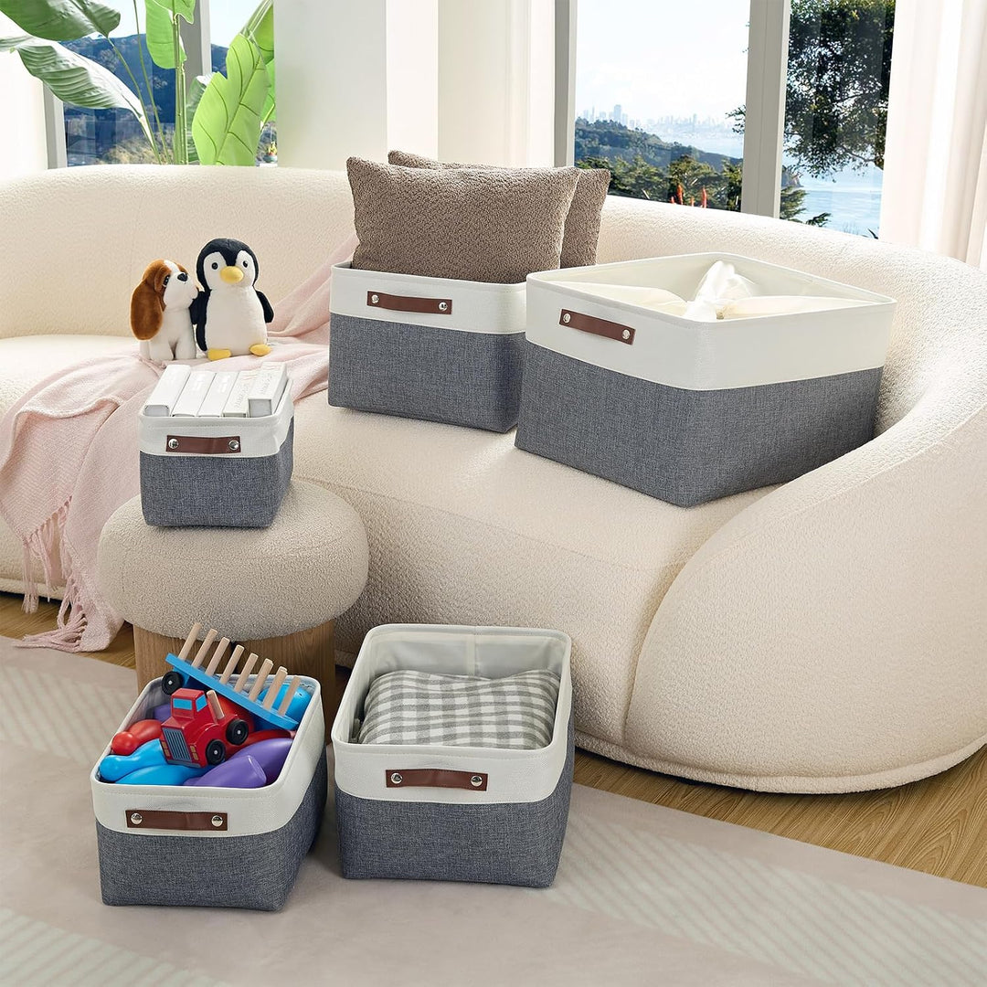 Mangata Aufbewahrungsboxen aus gewebtem Stoff, Segeltuch Organizer 3er-Set für Kleidung, Spielzeug,