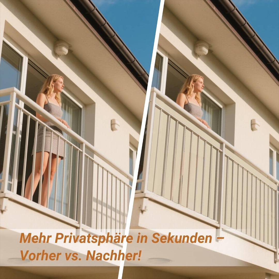 Balkon Sichtschutz 90x500cm, Blickdicht &amp; wetterfest – Balkonabdeckung und Windschutz mit Ösen und K
