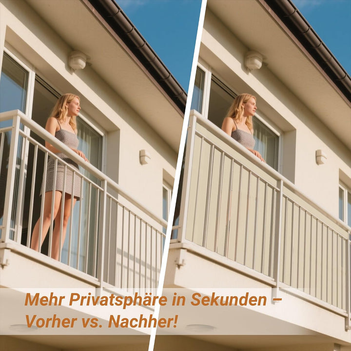 Balkon Sichtschutz 90x500cm, Blickdicht &amp; wetterfest – Balkonabdeckung und Windschutz mit Ösen und K