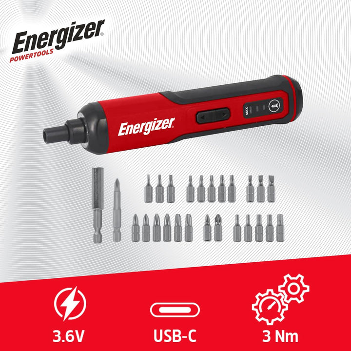 Energizer - Elektrischer Schraubendreher 3,6 V – Akku 1500 mAh, wiederaufladbar, USB-C-Kabel (im Lie