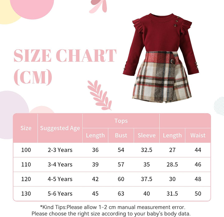 Miipat Kleinkind Mädchen Kleidung Set Mädchen Outfits Set Lange Ärmel Pullover Tops mit Mini Rock Se