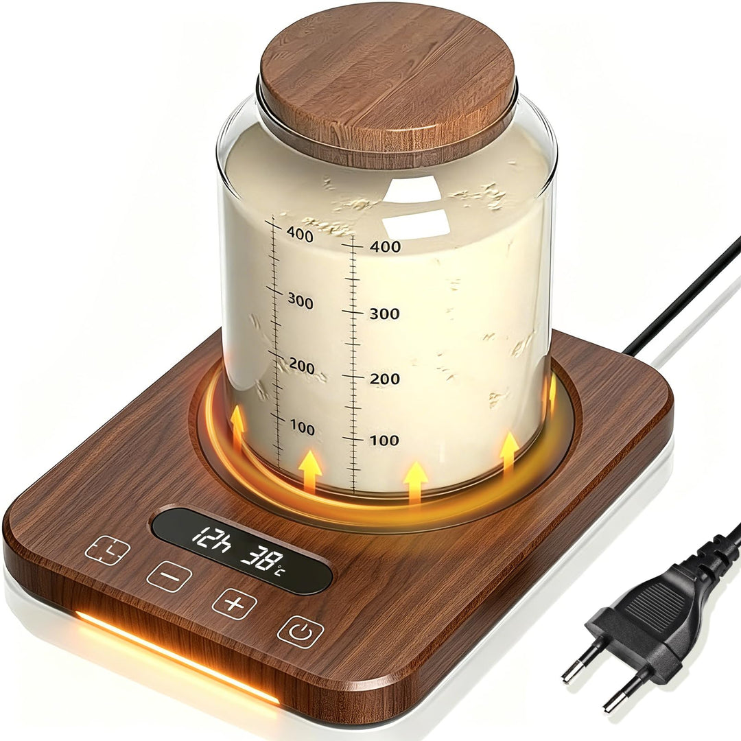 Sauerteigwärmer 21-38℃ Präzise Temperaturregelung, 12H Timer Wärmeplatte mit Speicherfunktion für Br