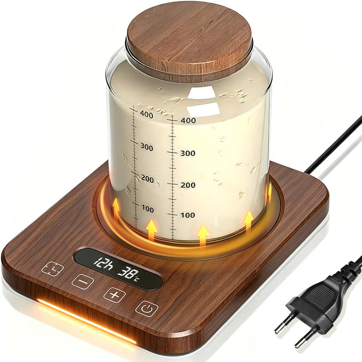 Sauerteigwärmer 21-38℃ Präzise Temperaturregelung, 12H Timer Wärmeplatte mit Speicherfunktion für Br