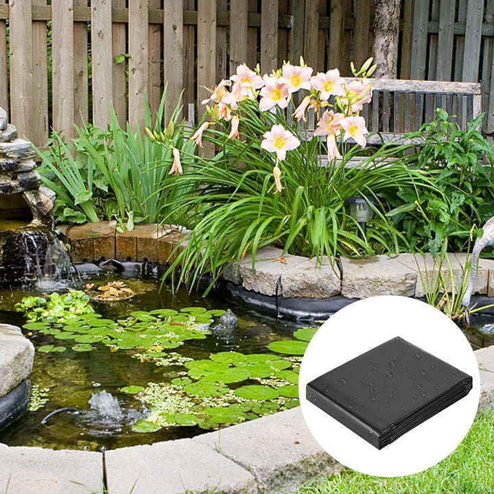 VKTY Teichfolie aus HDPE Gummi, schwarz Teichfolie für kleine Teiche, Fischteiche, Gartenbrunnen, 1,