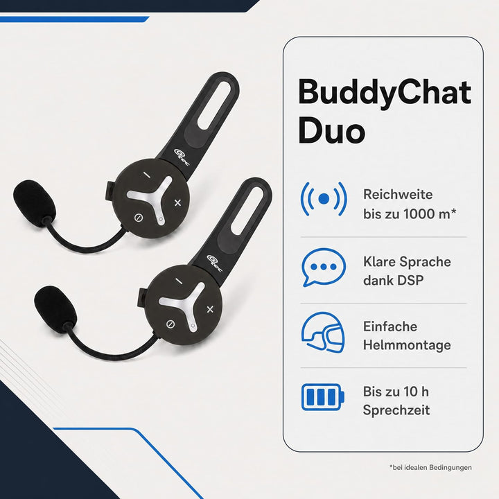 @tec Buddy Chat Duo (2er Set) Bluetooth® Headset Gegensprechanlage, Freisprechanlage, Fahrrad, Sport