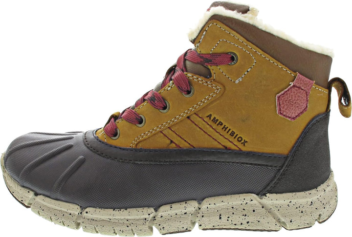 Geox Jungen J Flexyper Boy B ABX Snow Boot 38 EU Lt Brown Dk Red, 38 EU Lt Brown Dk Red