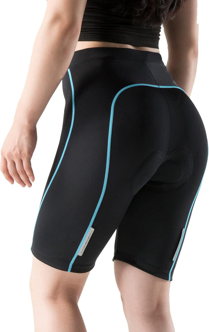 Santic Gepolsterte Kurz-Radlerhose für Damen mit 3D-Polstereinsatz Praktischer Seitentasche und UPF