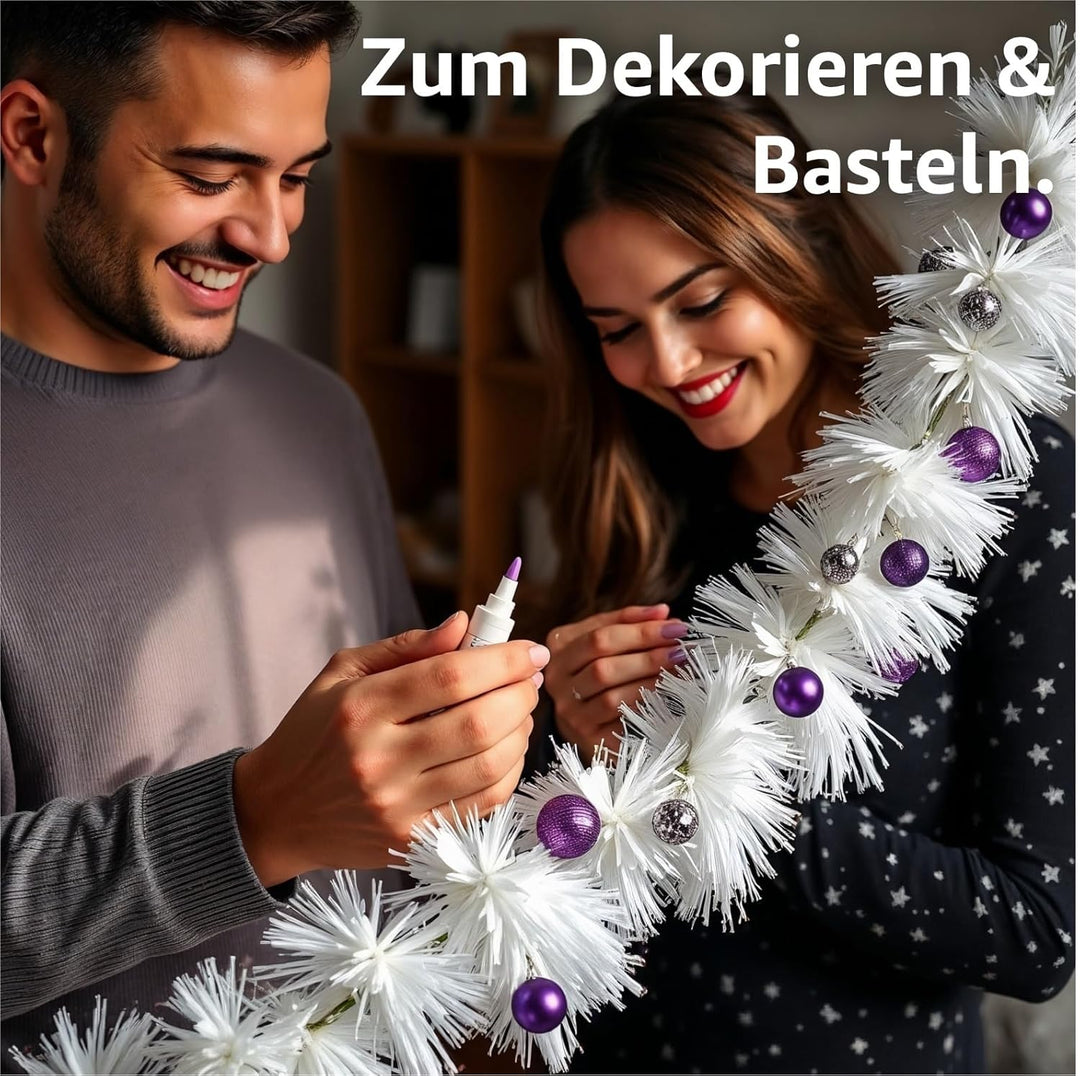 Weihnachtsgirlande 10 Meter - künstliche Dekogirlande Ø 10 cm - Tannen Girlande Weihnachten (5X Weis