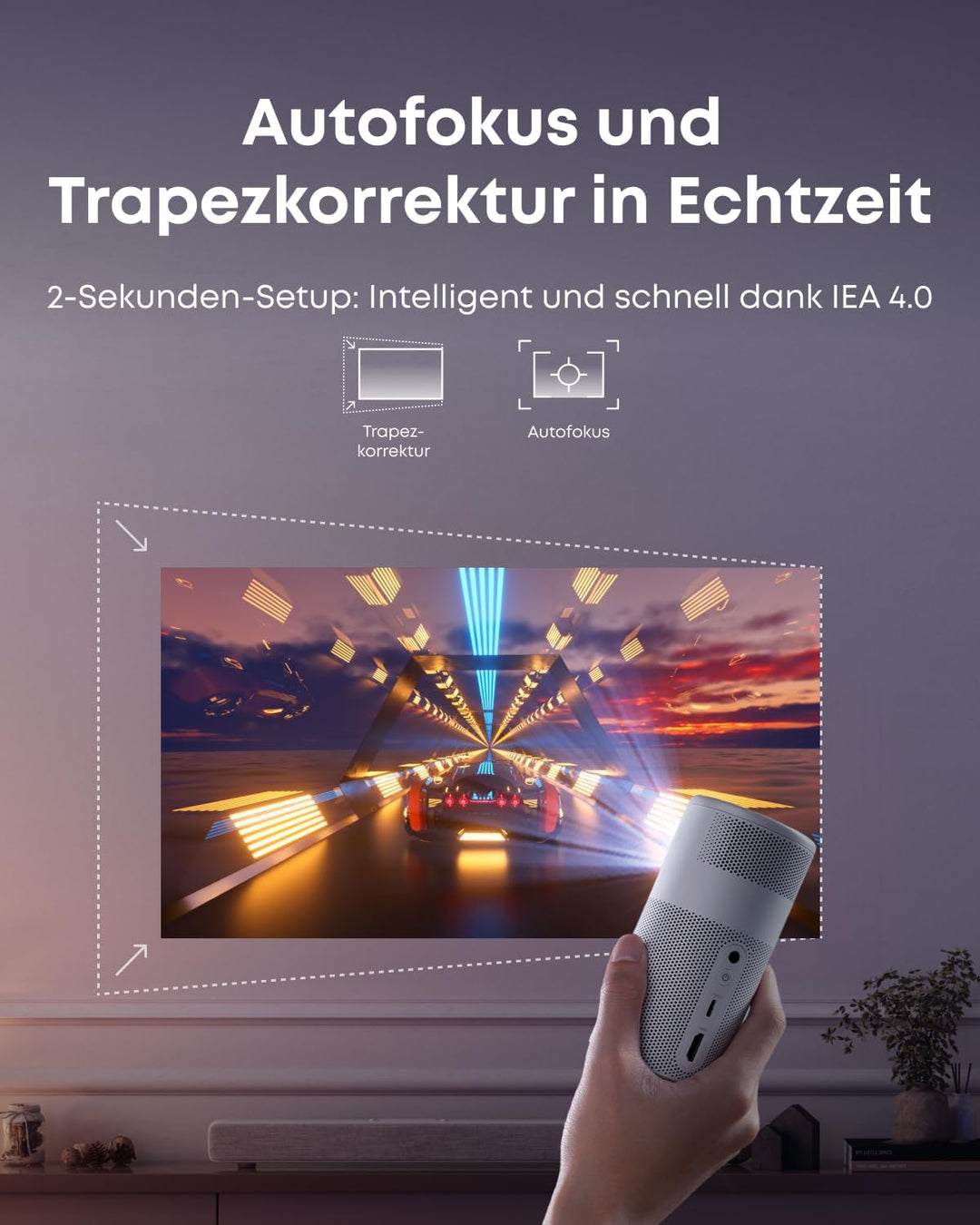 NEBULA Capsule Air Projektor mit Google TV, offiziell Lizenziertes Netflix, 720p Smarter Mini-Beamer
