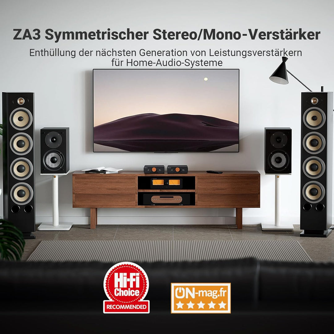 Fosi Audio ZA3 Stereo/Mono HiFi Verstärker mit TPA3255 Chips, Ausgewogenen XLR-RCA-Eingängen und 12V
