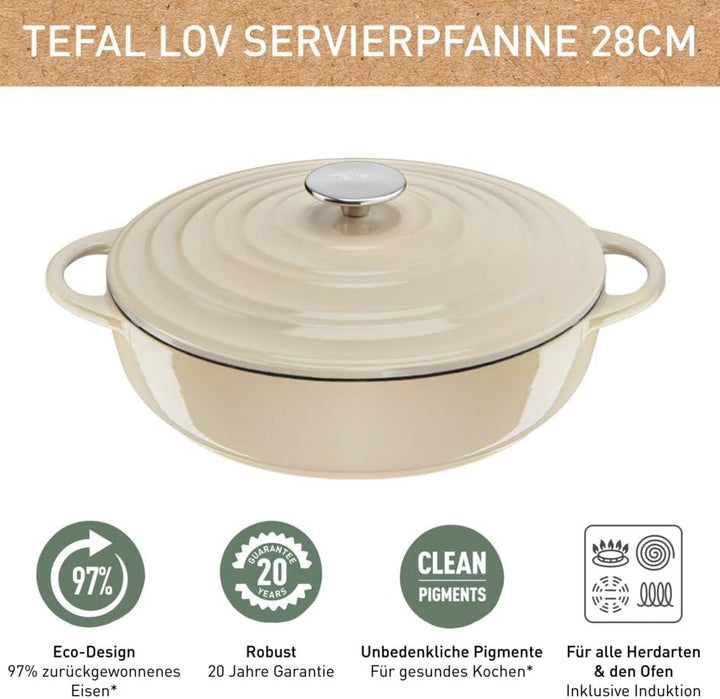 Tefal E25972 LOV Servierpfanne 28 cm | wiedergewonnenes Gusseisen | optimale Wärmespeicherung | für