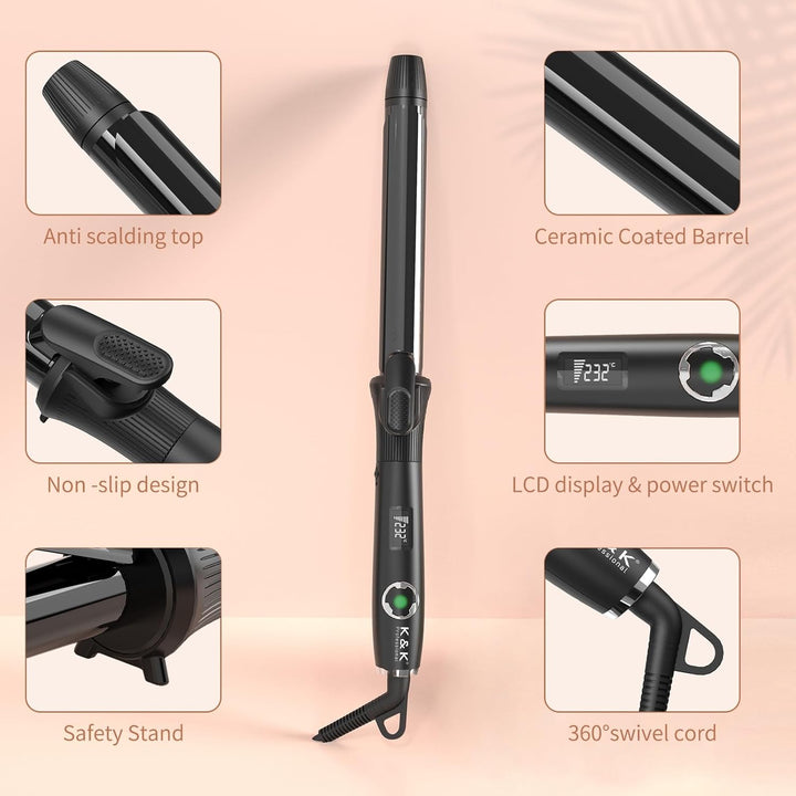 K&K Signature K&K 25mm Lockenstab mit Keramikbeschichtung Lockenzange Nano-Titan Haarlockenstab Eise