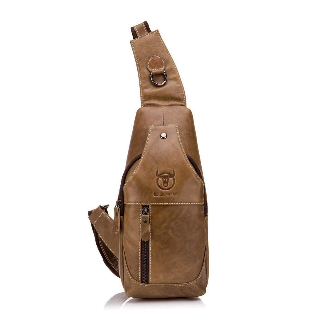 FANDARE Sling Bag Leder Brusttasche Schultertasche Wasserresistent Tragetasche Herren Umhängetasche