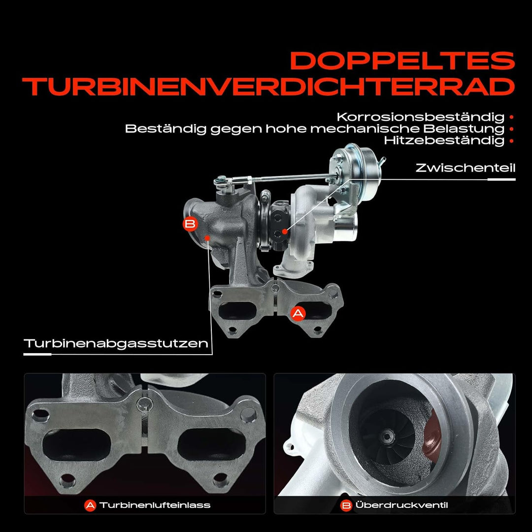 Frankberg Turbolader Benzin Kompatibel mit 500/500 C 312 2009-Heute 500L 351 352 2013-Heute Punto 19