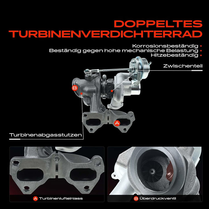 Frankberg Turbolader Benzin Kompatibel mit 500/500 C 312 2009-Heute 500L 351 352 2013-Heute Punto 19