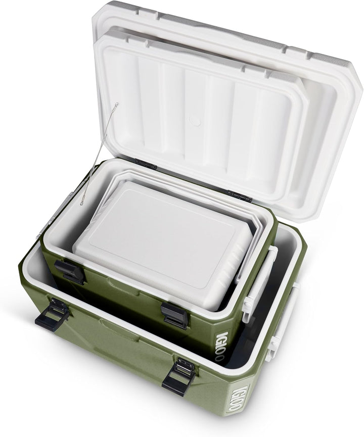 IGLOO Stapelbare Passiv‑Kühlboxen Set 55L + 27L + 11L – Platzsparende Camping‑Kühlboxen, robust & le