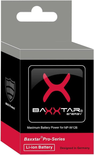 Baxxtar Pro Akku NP-W126s NP-W126 MaxProtect V1 (2X / 1140mAh) mit aktivem NTC Sensor und V1 Schutzg