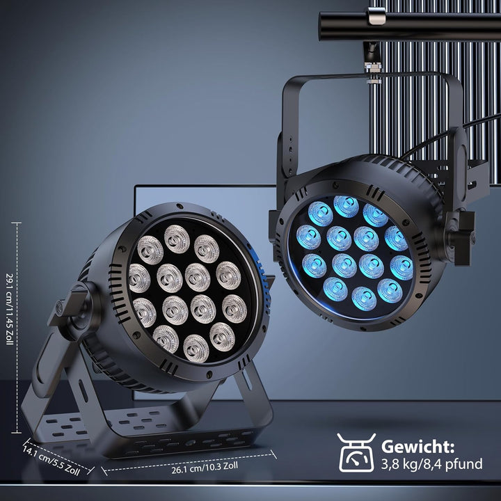 4PCS RGBW 200W LED Par Strahler IP65, Wasserdichte 14 LED Bühnenlicht mit Stroboskop, Discolicht Par