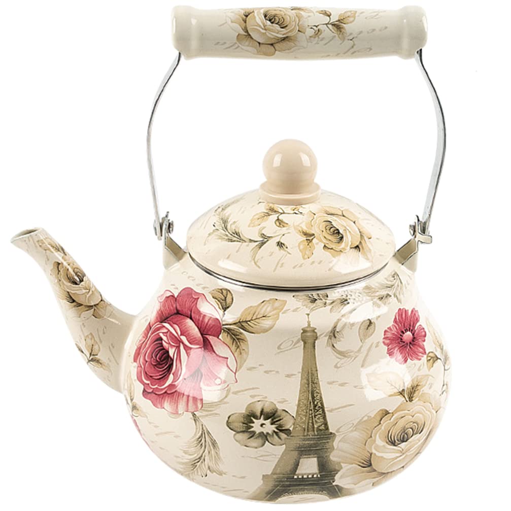 BESTonZON Emaillierter Teekessel Praktischer Wasserkessel Emaille Tea Pot Haushaltsduft Kessel Hausz