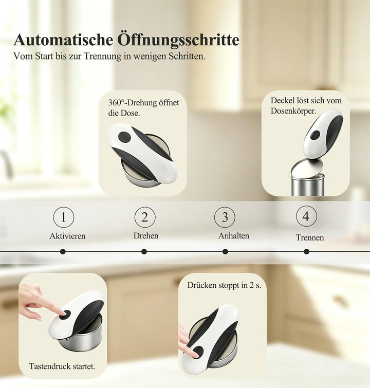 Dosenöffner elektrisch, USB-C-Ladung, Ein-Tasten-Start und Stopp