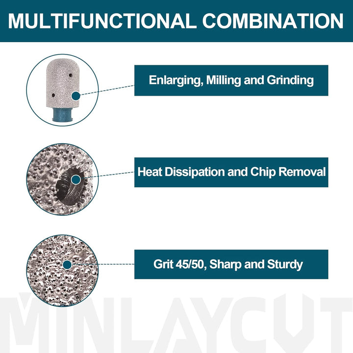 MINLAYCUT Diamant Fingerfräser 35mm zum Vergrössern Löcher in Fliesen Porzellan Marmor Keramik Grani