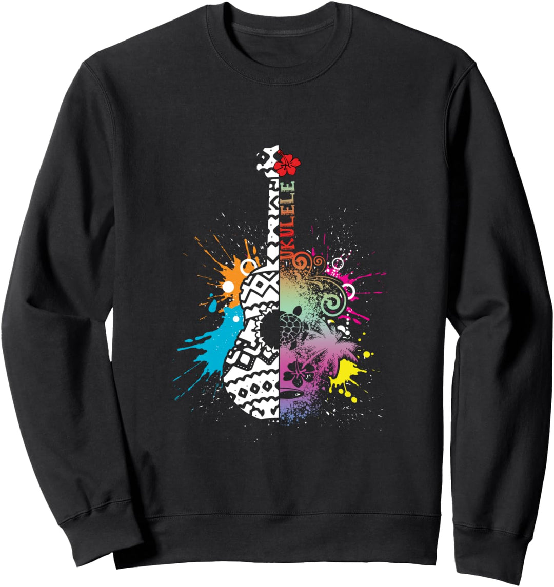 Ukulele Farbenfroh Musikinstrument Gitarrist Akustik Uke Sweatshirt