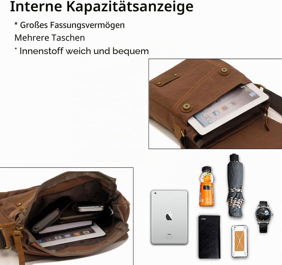 FANDARE Vintage Messenger Bag Umhängetasche Schultertasche Laptoprucksäcke Tasche Crossbody Bag Kuri