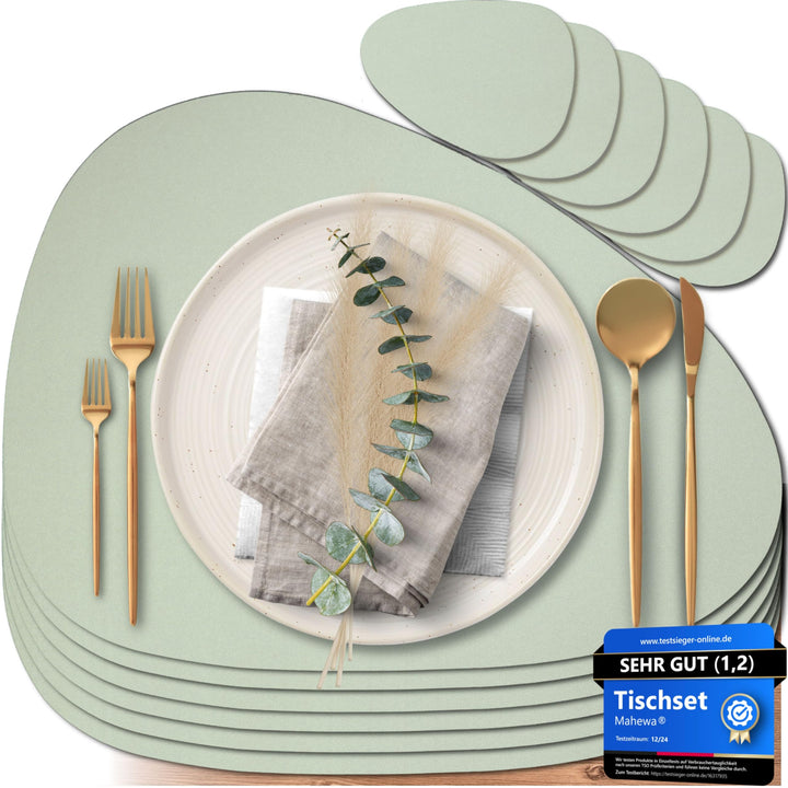 Mahewa® 6er Set Premium Tischset aus Leder-Imitat - Kunstleder Platzset abwaschbar und wasserdicht -