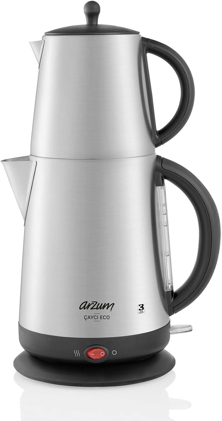 Arzum AR3072 Caycı Teekocher, Türkische Teekanne, Eco INOX Teamashinen, Edelstahl, 1,7 Liter – Schwa