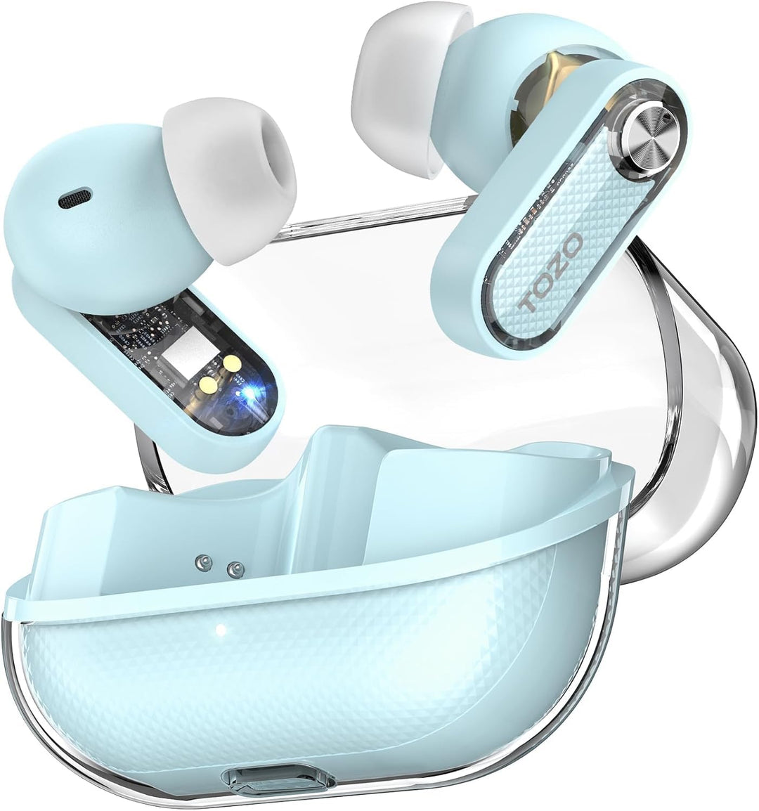 TOZO Crystal Pods Kabellose Bluetooth 5.4 In-Ear Kopfhörer, Hybrid Active Noise Cancelling, Dual-Mik