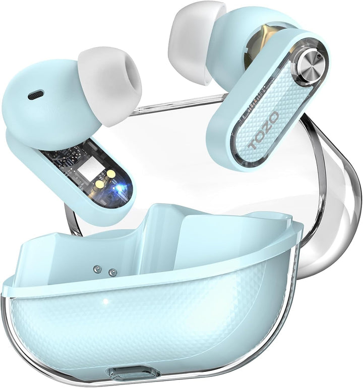 TOZO Crystal Pods Kabellose Bluetooth 5.4 In-Ear Kopfhörer, Hybrid Active Noise Cancelling, Dual-Mik